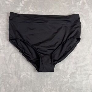 Lands End High Waist Swim Bottoms Womens Size 12 Black Bikini Bottom NWOT